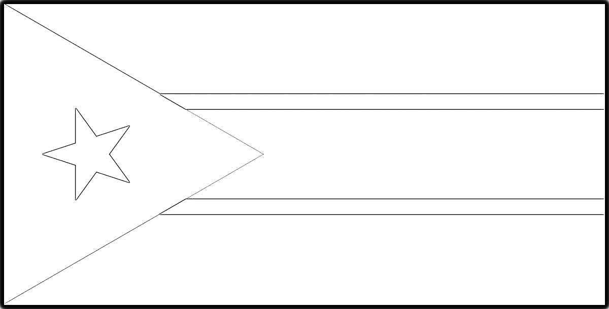 Раскраска Контур флага с треугольником и звездой