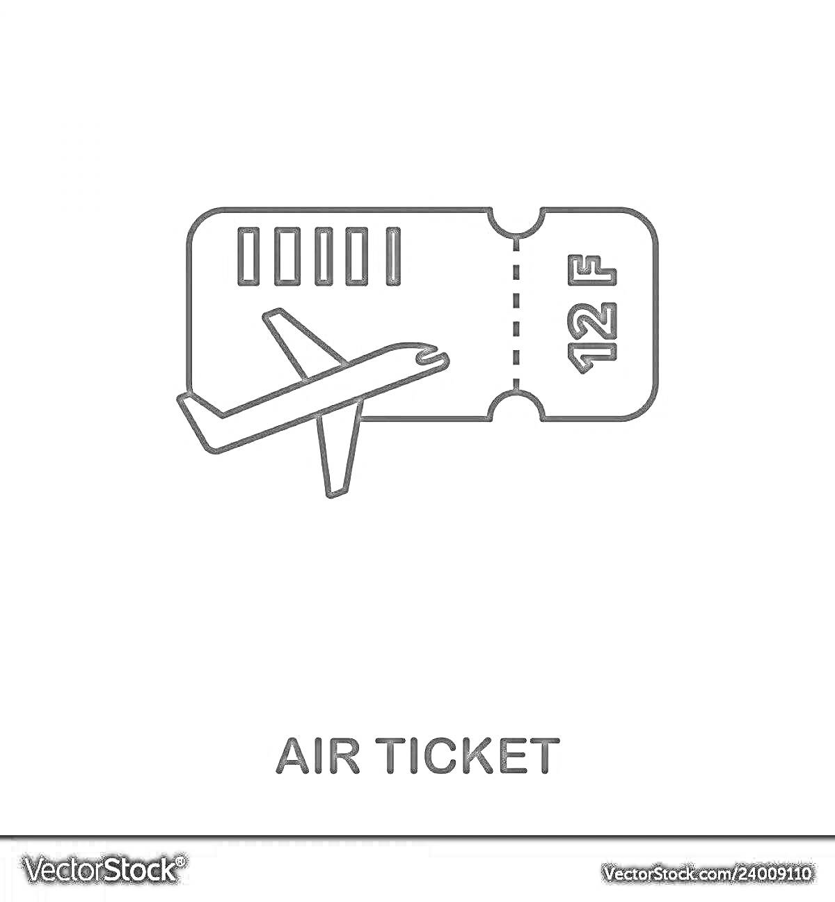 Билет на самолет с изображением самолета и местом 12F