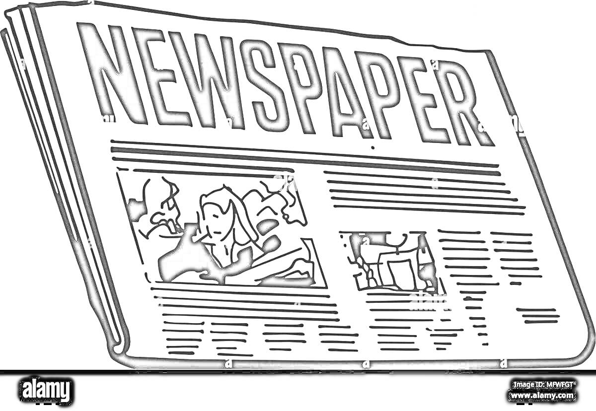 На раскраске изображено: Газета, Печать, Иллюстрация