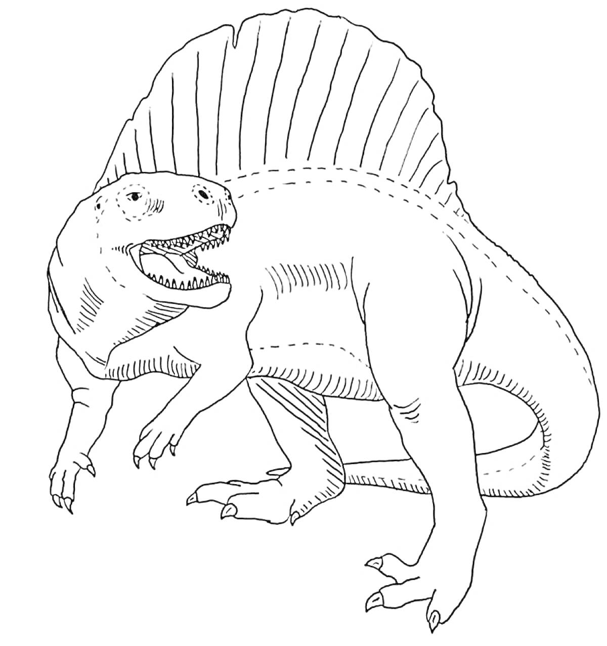 Динозавр с плавником на спине крупным планом