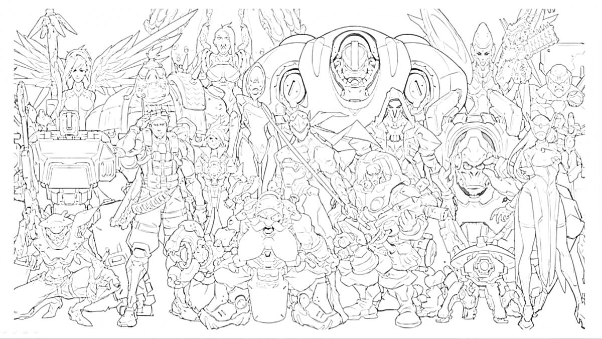 Раскраска Группа всех персонажей из Aegis Hero 2
