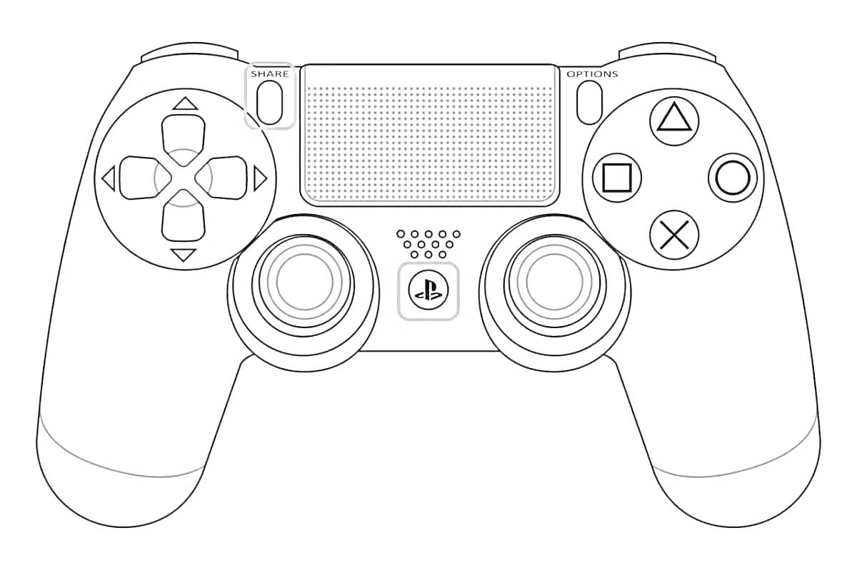 Контроллер PlayStation DualShock с кнопками и джойстиками