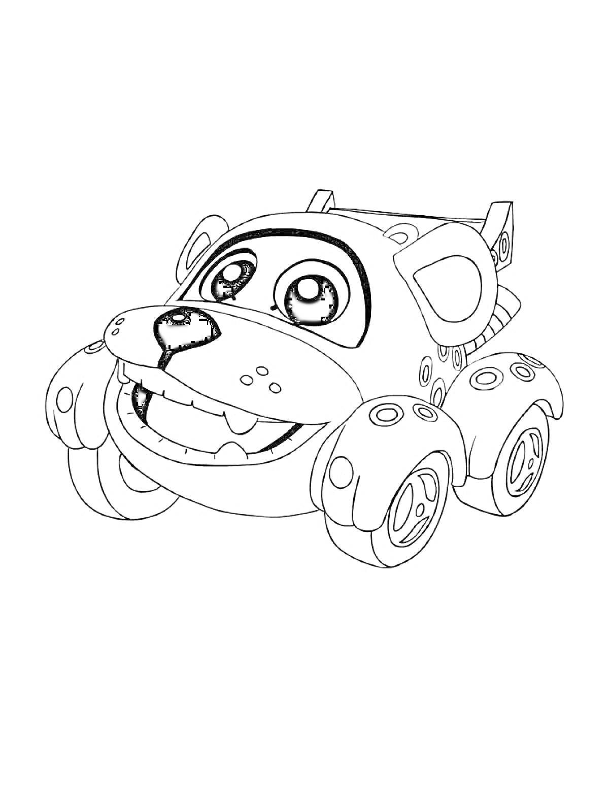 Раскраска Машинка-собачка из мультфильма 