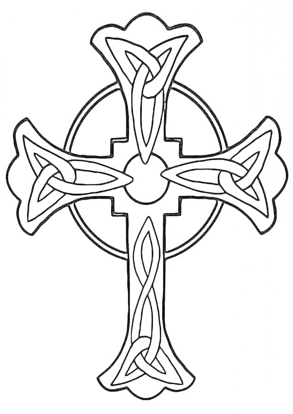 Раскраска Кельтский крест с узорами