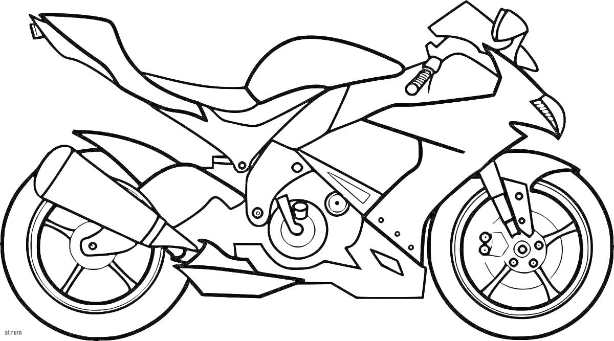 Раскраска Спортивный мотоцикл