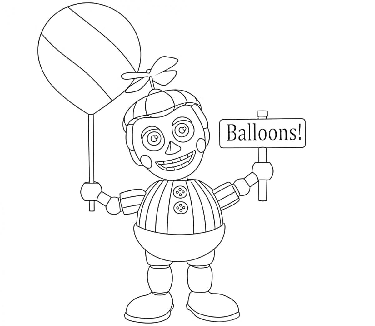 Раскраска Аниматроник с воздушным шаром и табличкой 