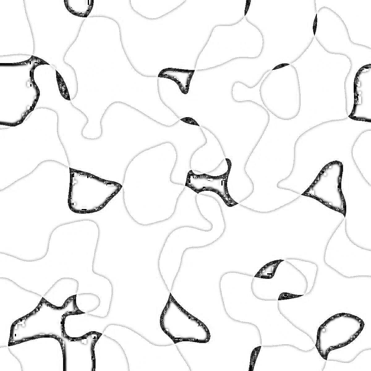 Раскраска Камуфляж в черно-белой гамме с абстрактными формами