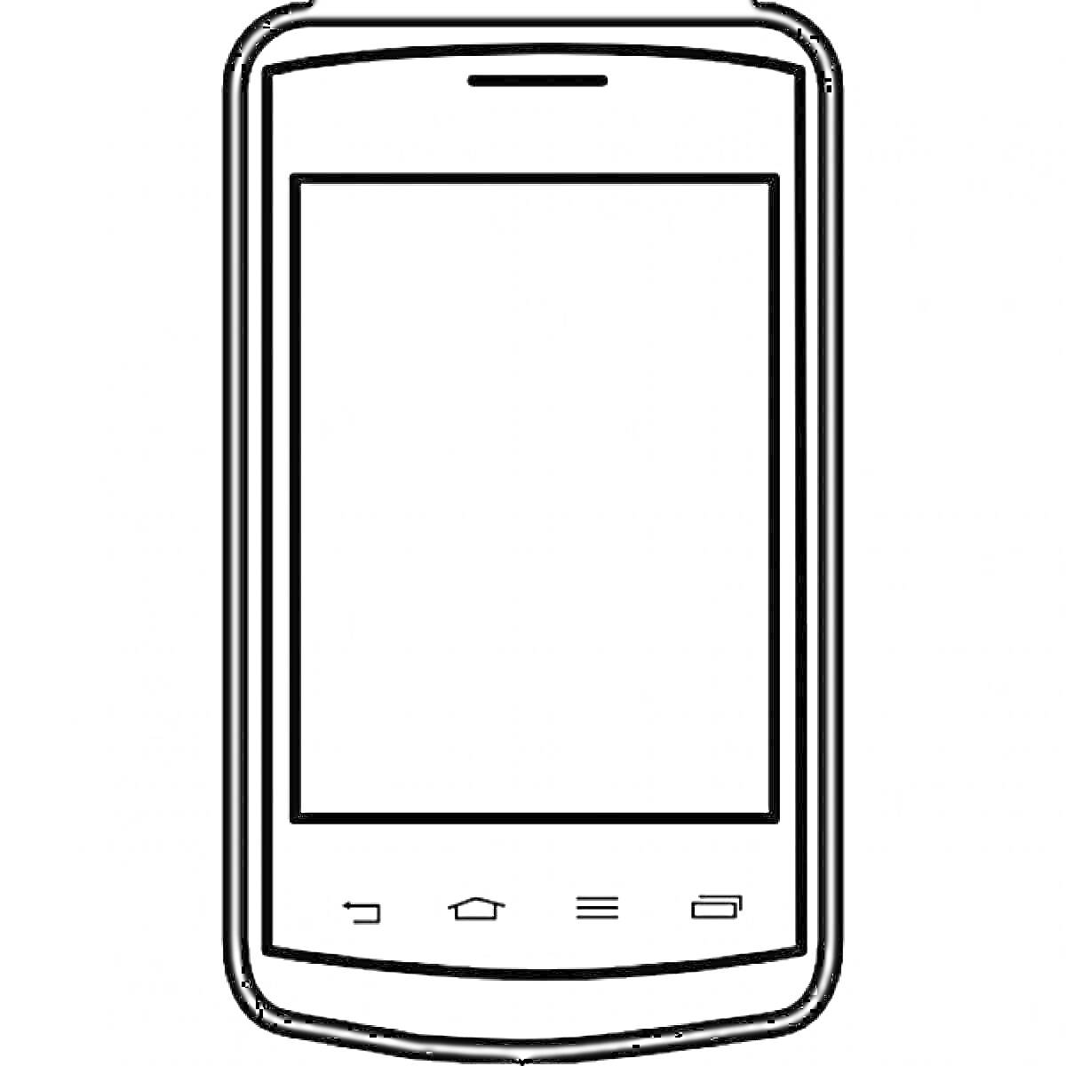 Раскраска Смартфон с сенсорными кнопками и экраном
