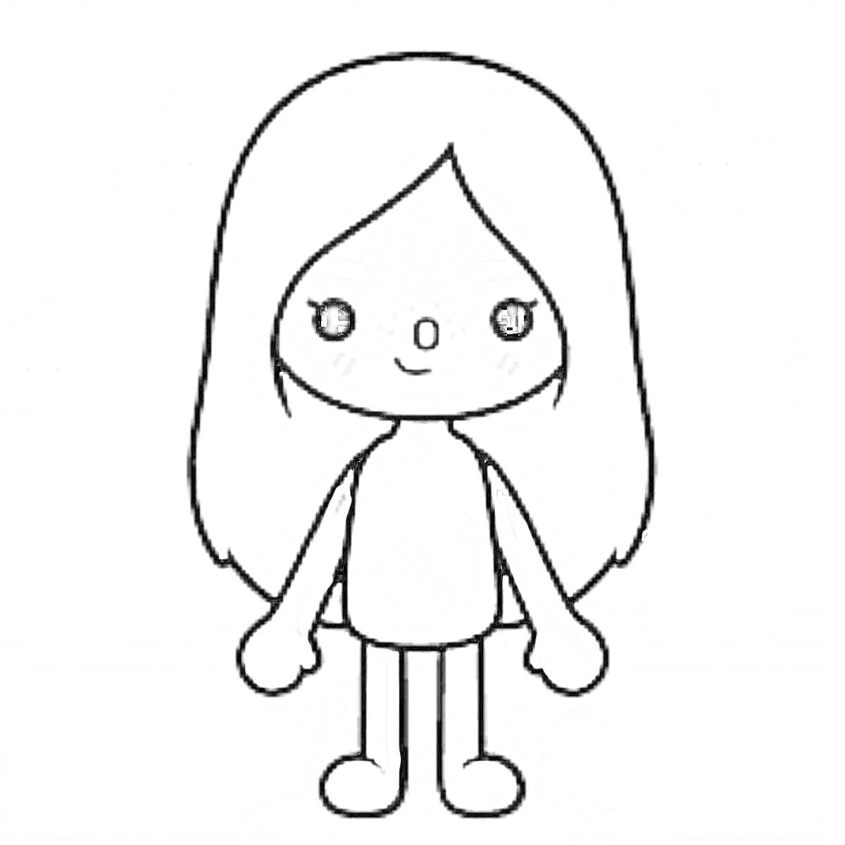 Раскраска Персонаж без одежды с длинными светлыми волосами