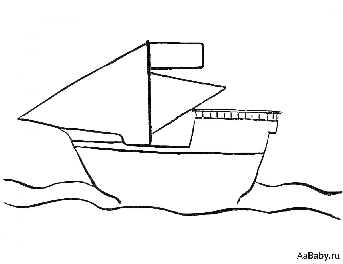 На раскраске изображено: Кеме, Вода, Морской транспорт, Корабль
