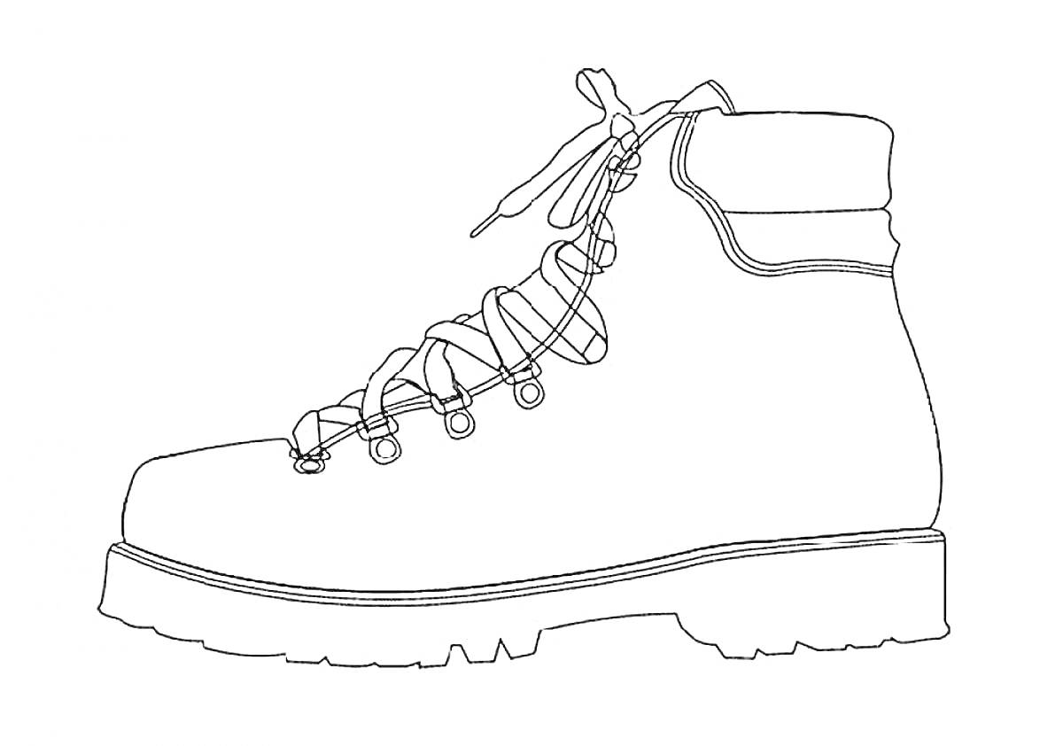 Раскраска Ботинок с шнурками и толстой подошвой