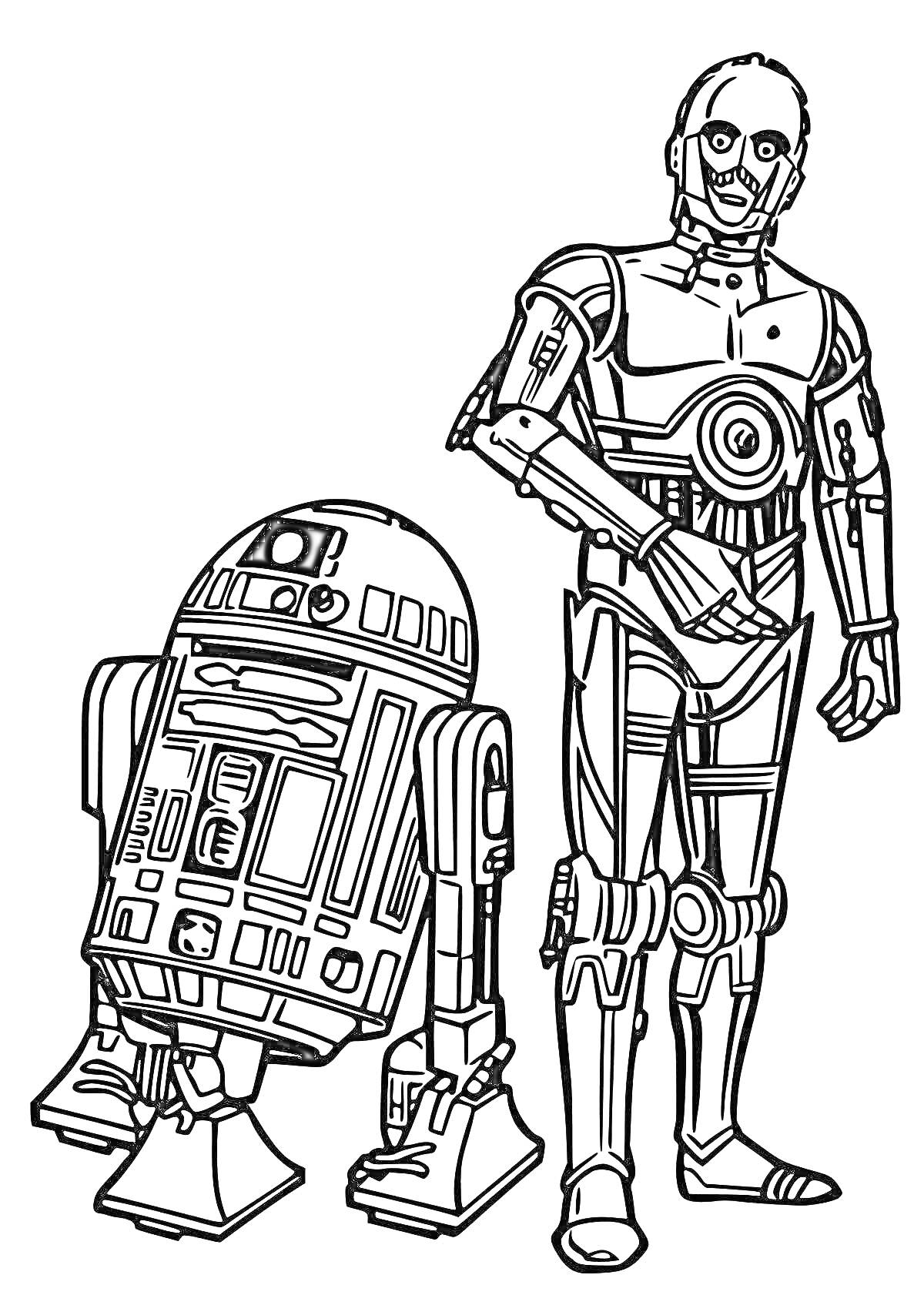 Раскраска Роботы R2-D2 и C-3PO из 