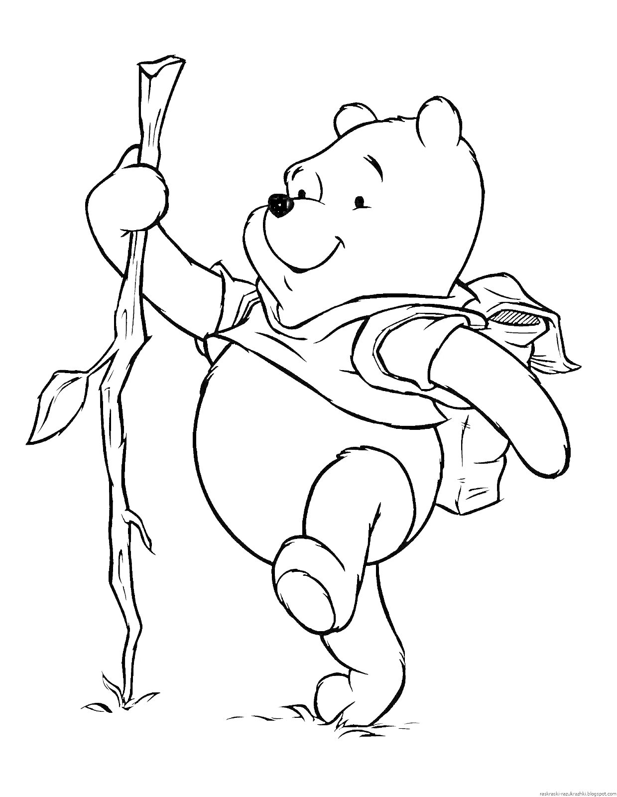 На раскраске изображено: Для малышей, Рюкзак, Медведь, Прогулка