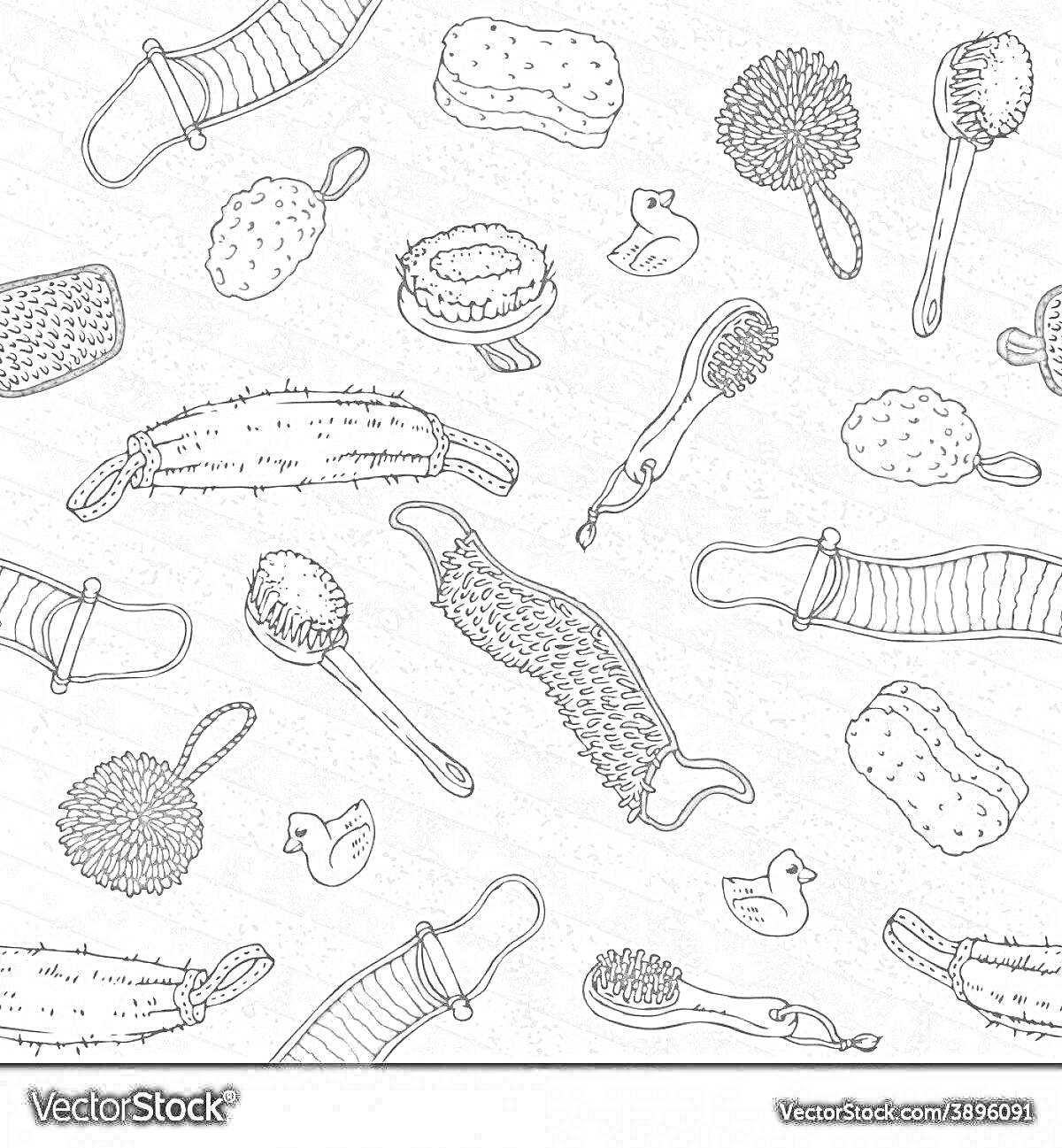 На раскраске изображено: Мочалка, Губка, Мыльница, Банные принадлежности, Чистота, Уход за кожей