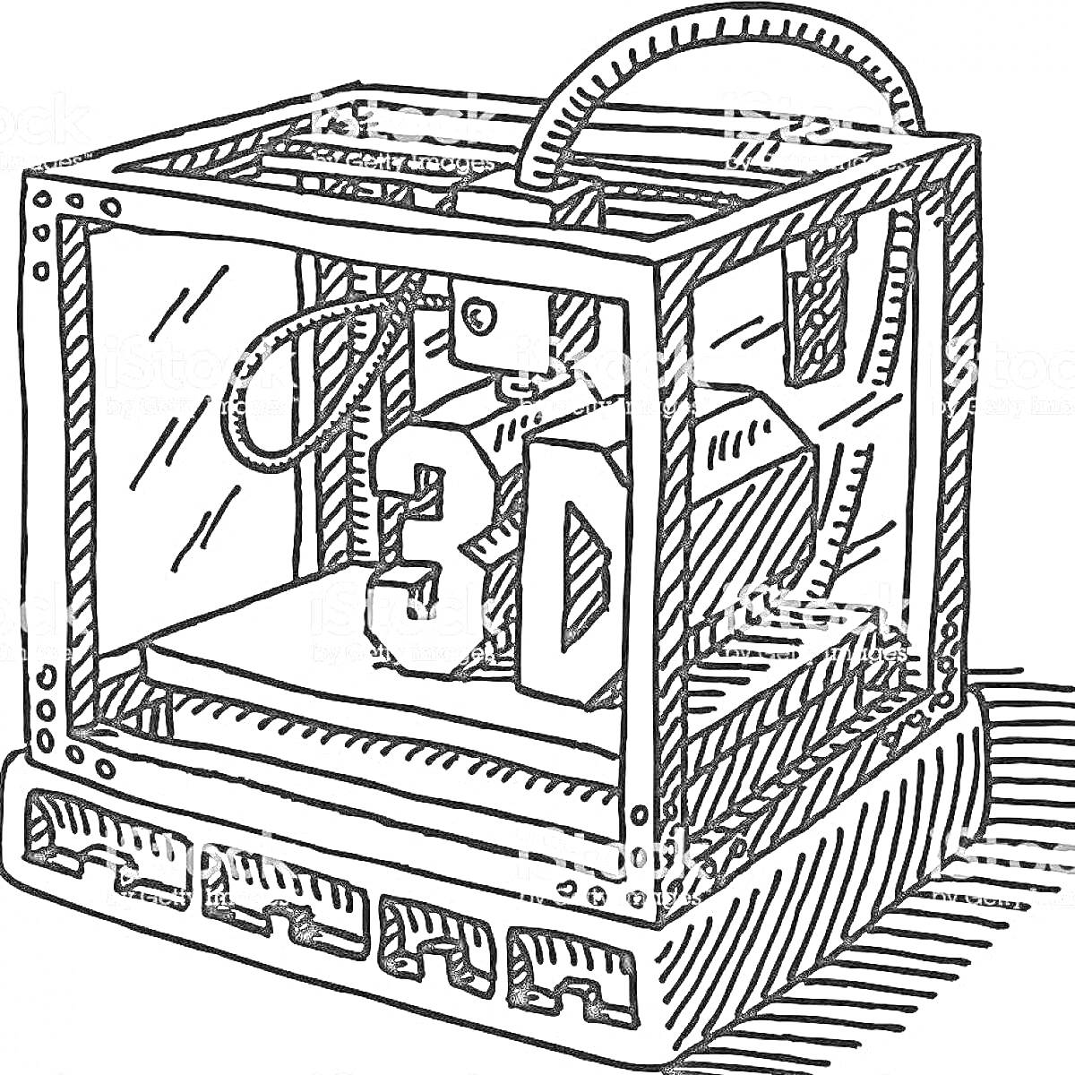 Раскраска 3D-принтер с печатной моделью цифры 