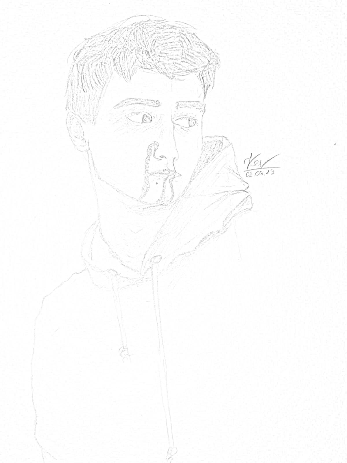 Раскраска Портрет парня с порезанной губой и каплями крови, в худи с капюшоном