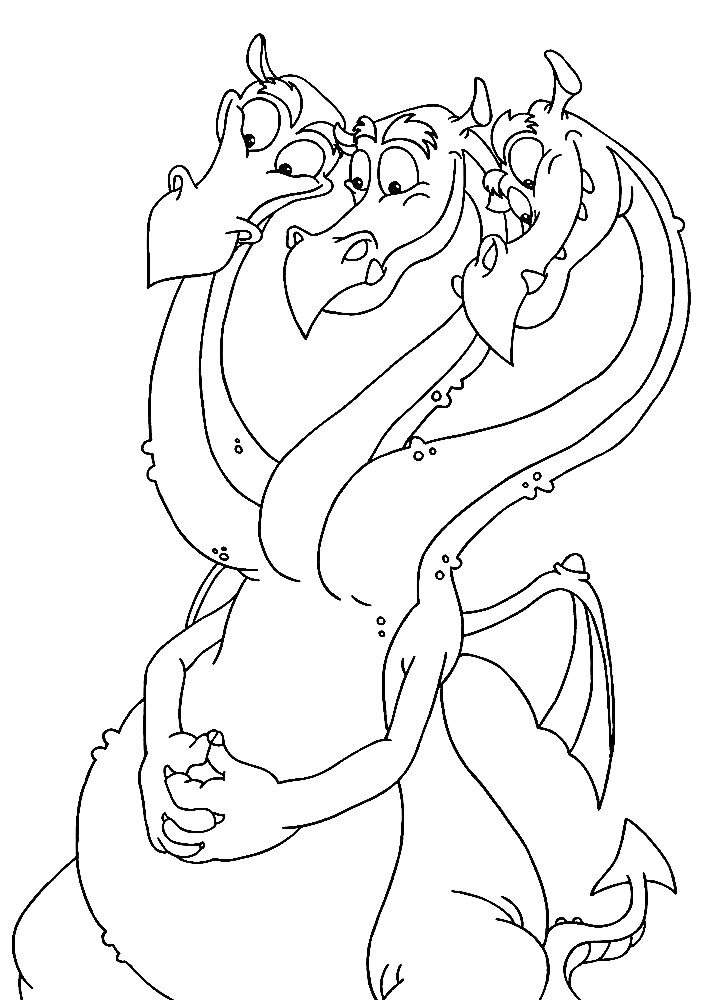Змей Горыныч - трёхголовый дракон, скрестивший лапы на груди