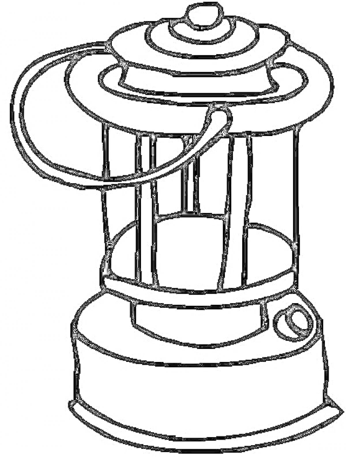 На раскраске изображено: Цилиндр, Ручка