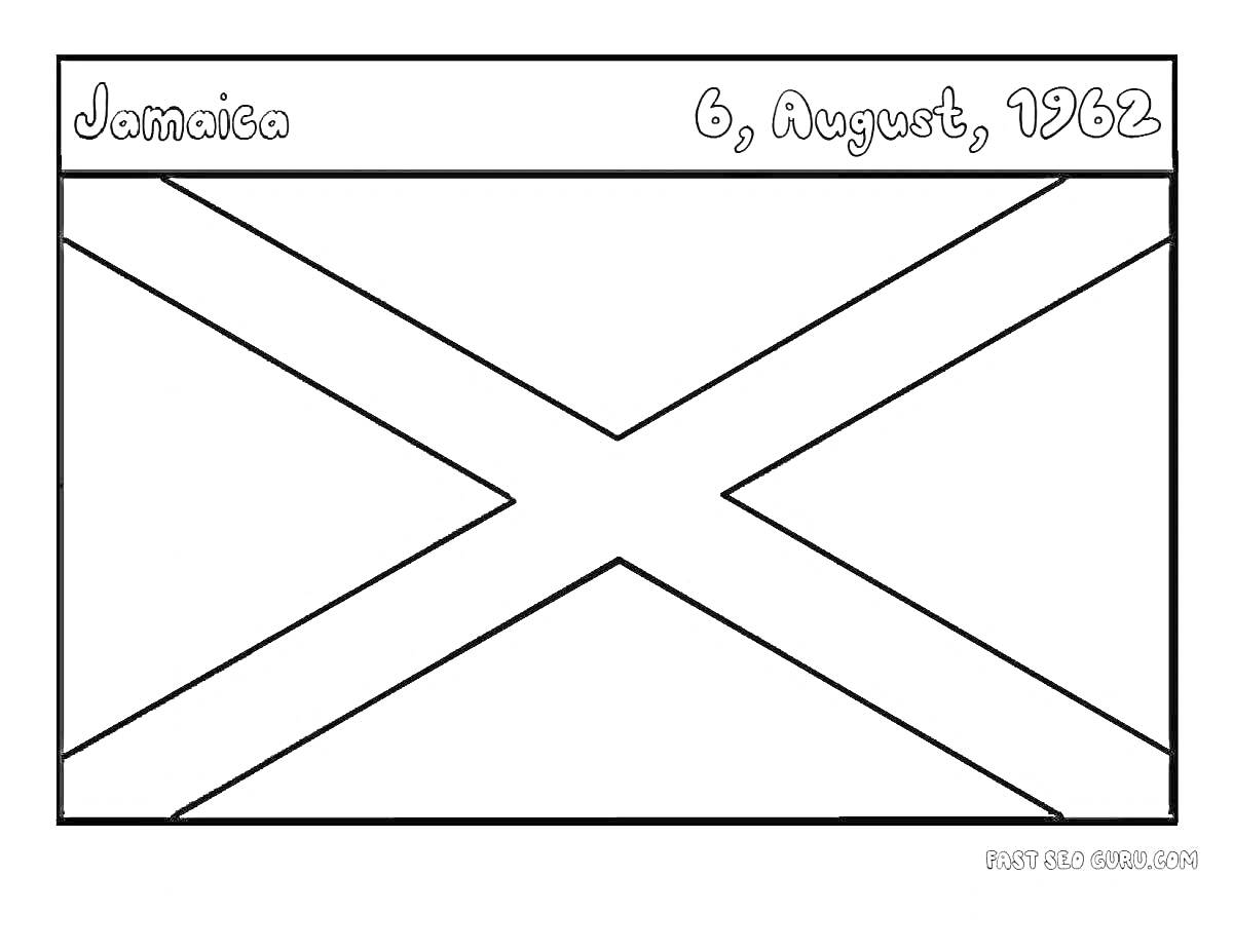 Раскраска флаг Ямайки, дата 6 августа 1962