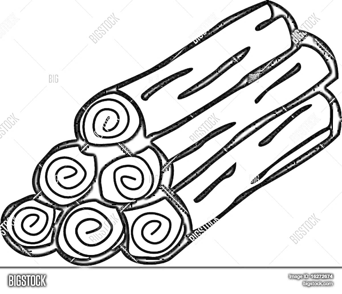 Раскраска Дрова, сложенные в стопку
