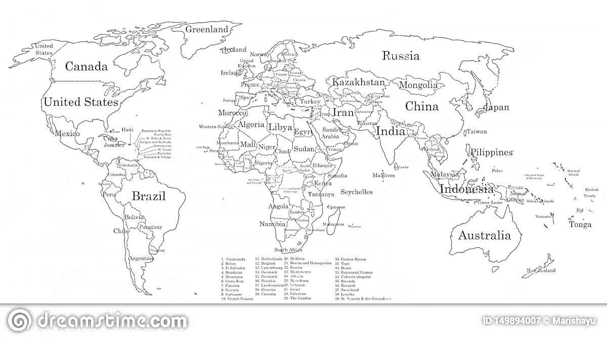 На раскраске изображено: Карта, Мир, География, Канада, США, Бразилия, Россия, Китай, Индия, Австралия, Европа, Африка, Южная Америка, Северная Америка, Азия, Континенты