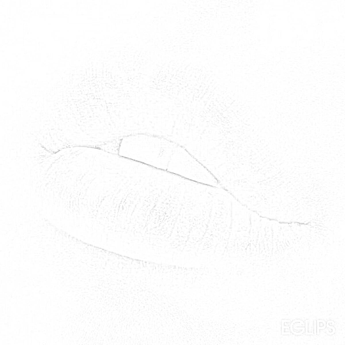 Раскраска Пухлые красивые губы без помады вблизи, черно-белое фото, надпись 