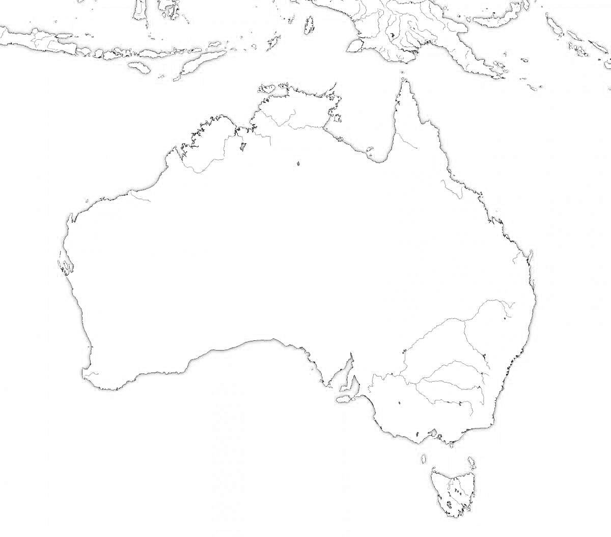 На раскраске изображено: Австралия, Материк, Карта, География, Границы