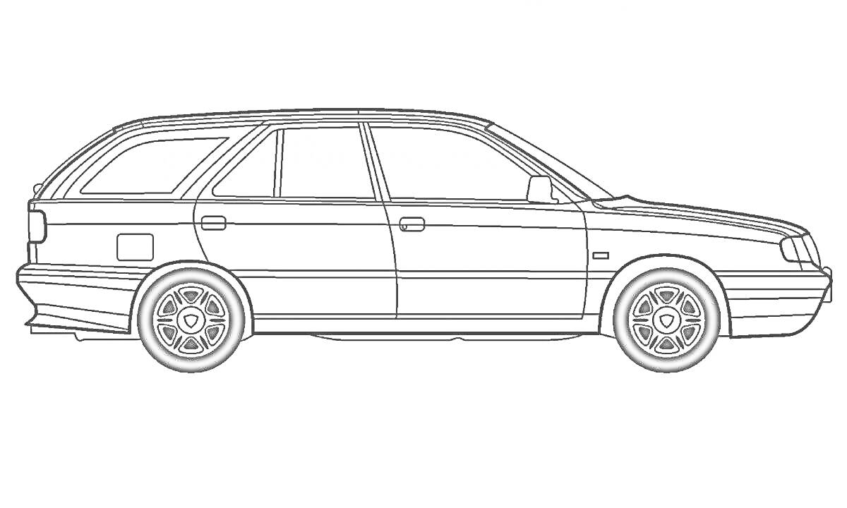 ВАЗ 2114, профиль, легковой автомобиль, четыре двери, колеса, окна, дверные ручки, боковые зеркала.