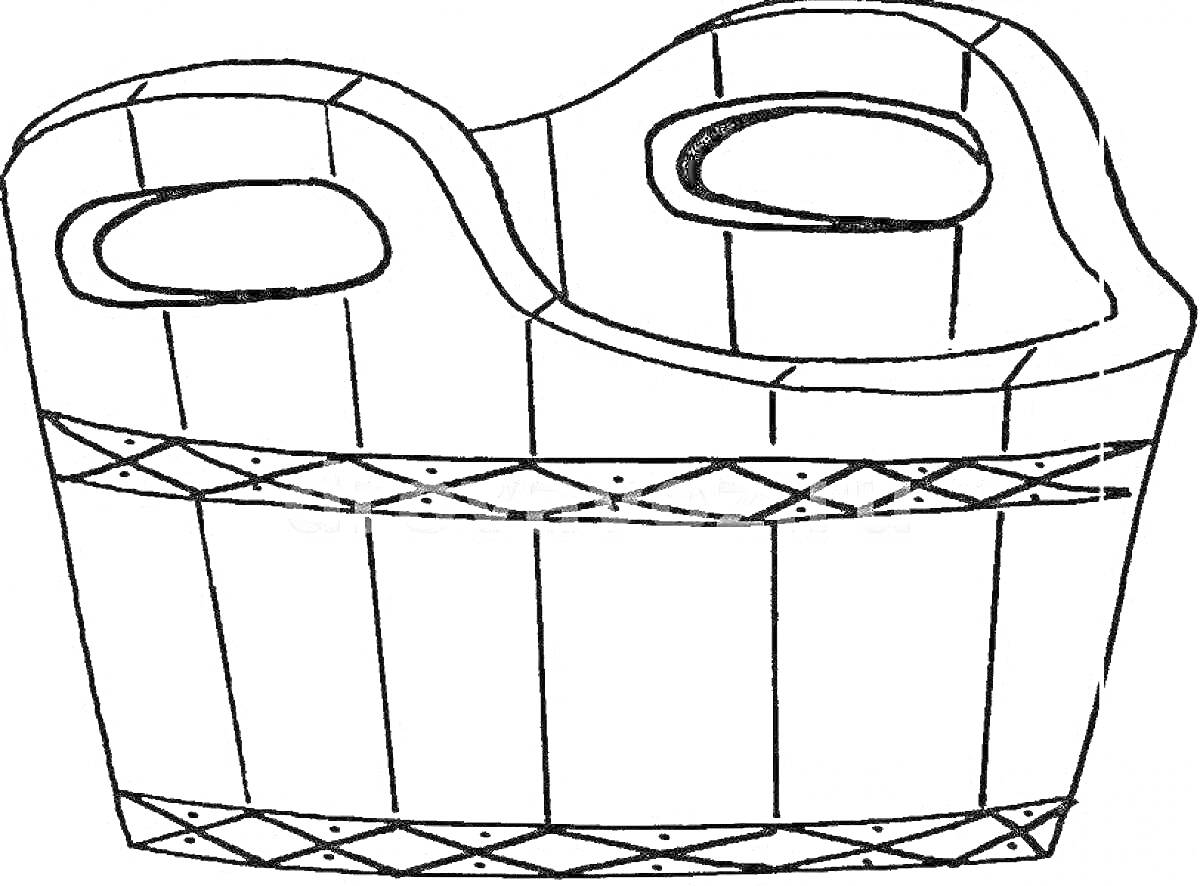 Раскраска Деревянное корыто с ручками