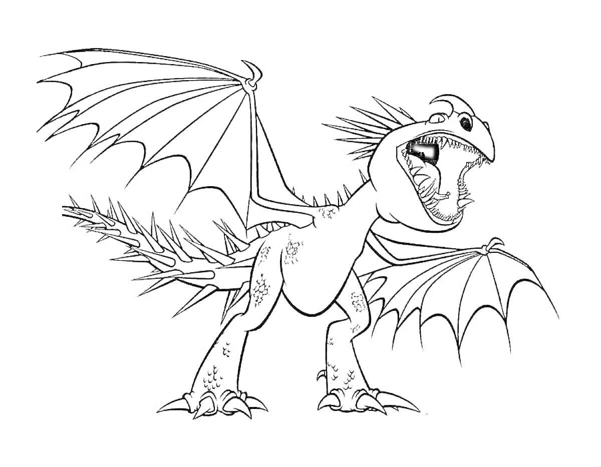 Раскраска Громгильда с раскрытыми крыльями и открытым ртом