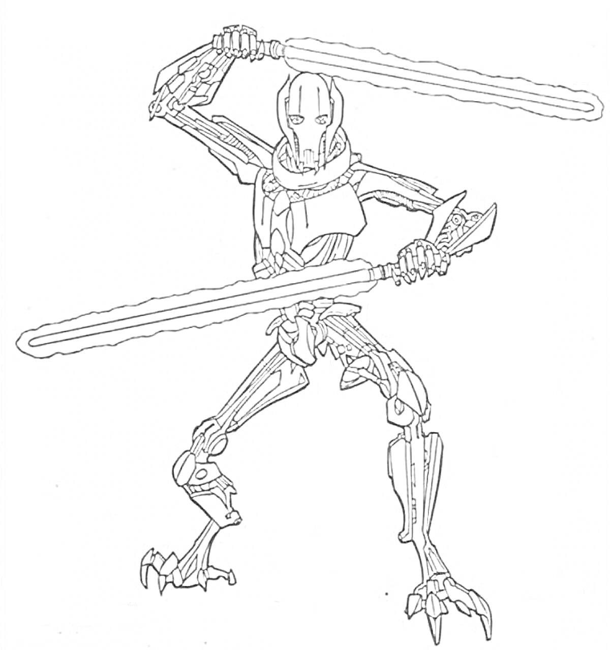 Раскраска Робот с двумя световыми мечами