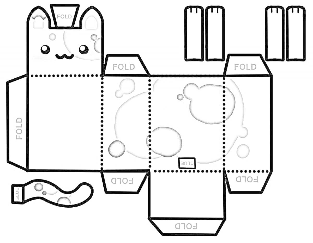 Раскраска Кошка-конструктор для вырезания и склеивания