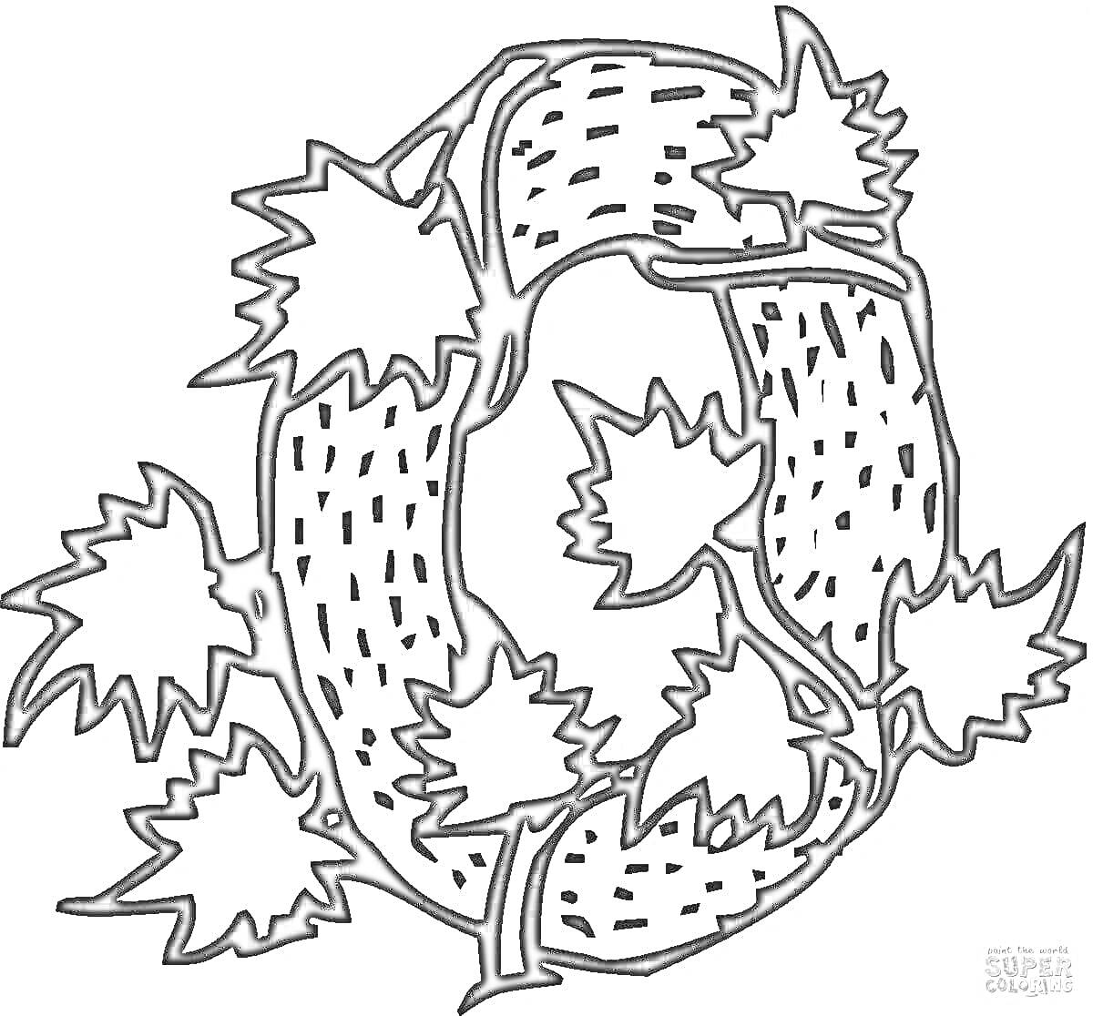 Раскраска Ноль, украшенный листьями