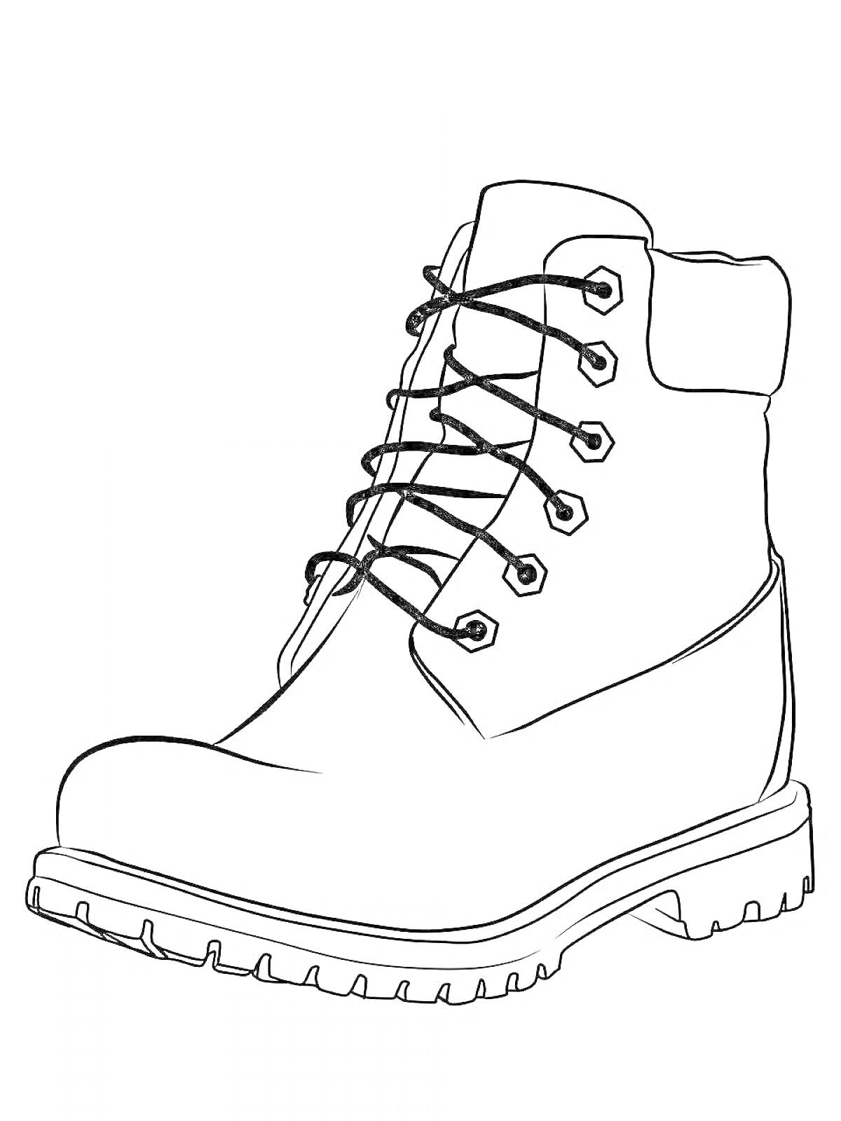 На раскраске изображено: Зима, Обувь, Шнуровка, Зимняя обувь