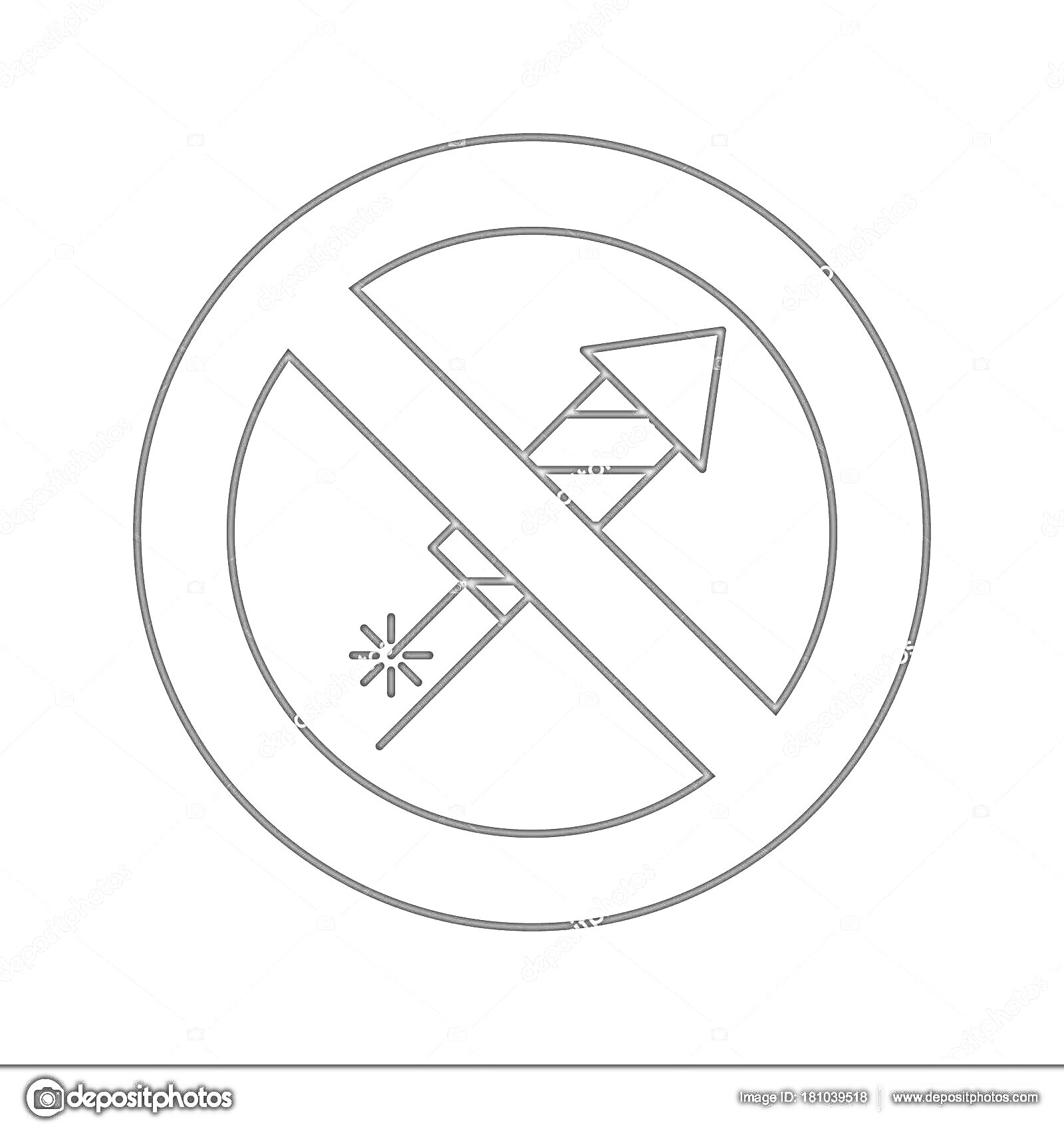 Раскраска Знак запрета фейерверков, изображение фейерверка в круге со знаком перечёркивания