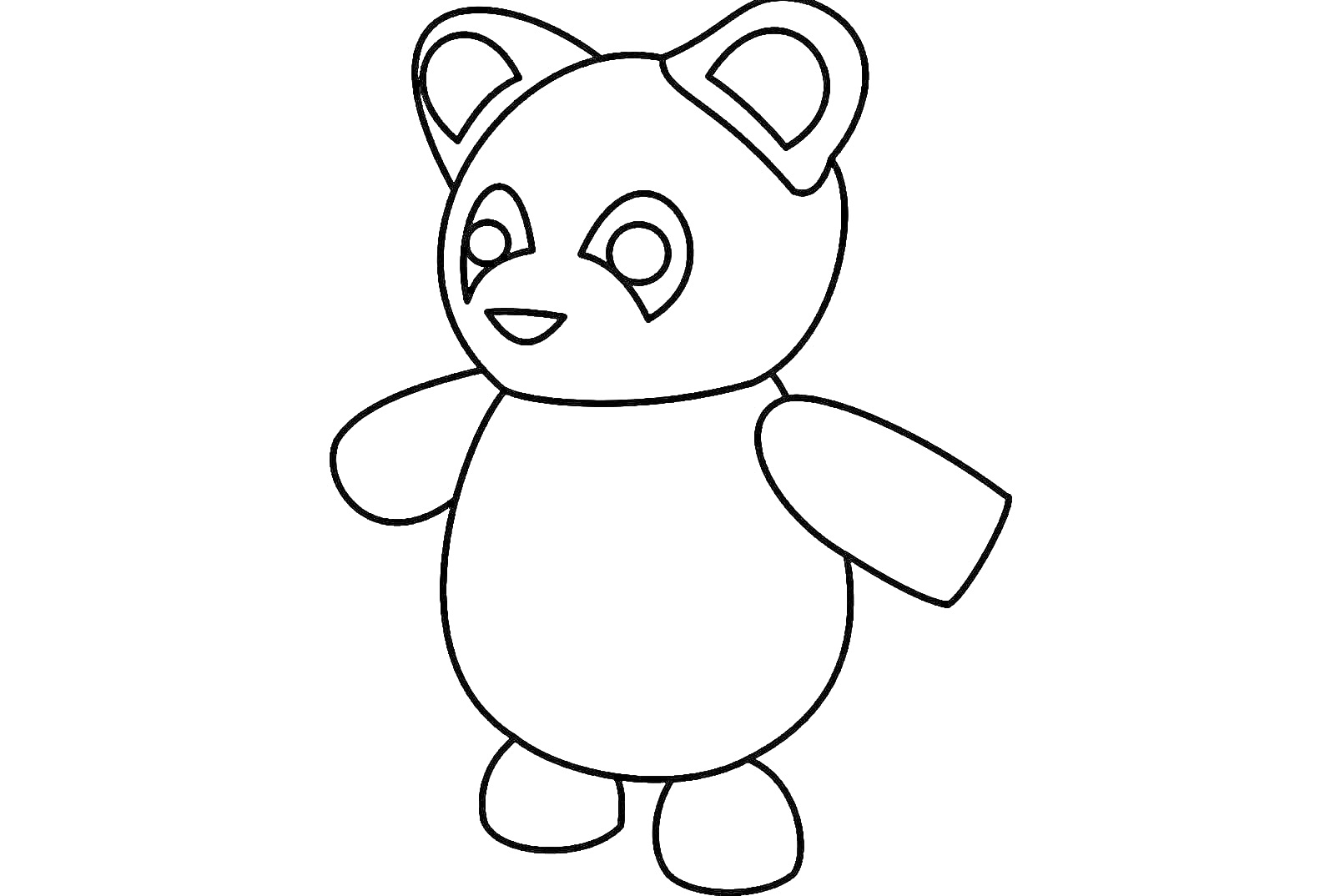 Раскраска Панда из игры Адопт Ми с большими ушами и черными пятнами вокруг глаз