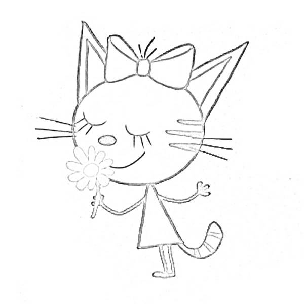 Раскраска котик с бантиком