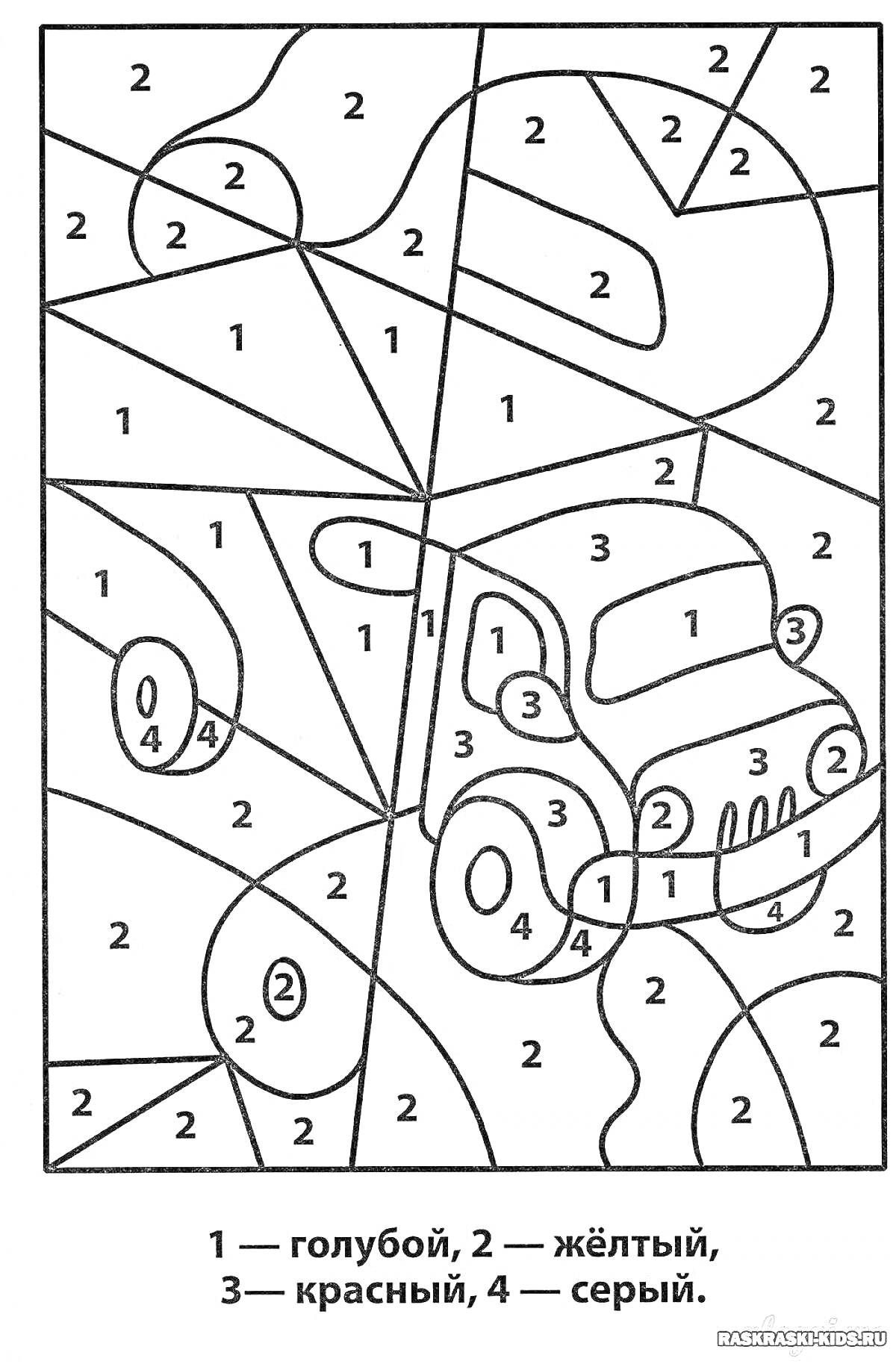 Раскраска Раскраска по номерам с грузовиком и элементами дороги