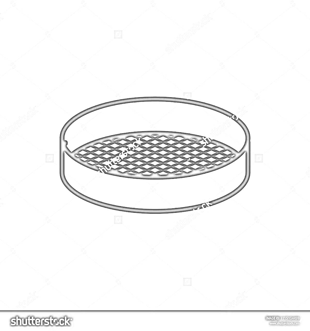 На раскраске изображено: Сито, Инструмент, Кухонный аксессуар, Круглая форма