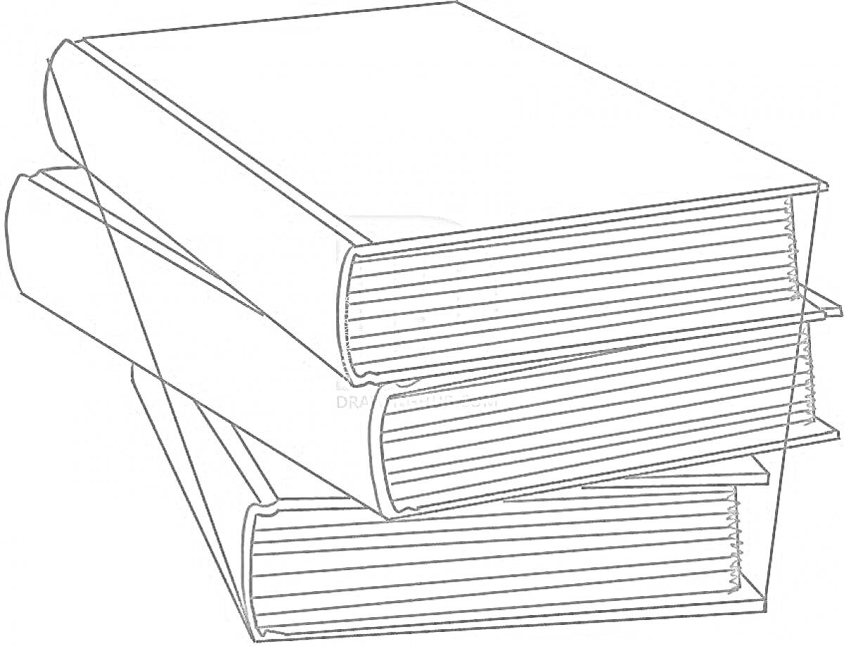Раскраска три толстых учебника, уложенные стопкой