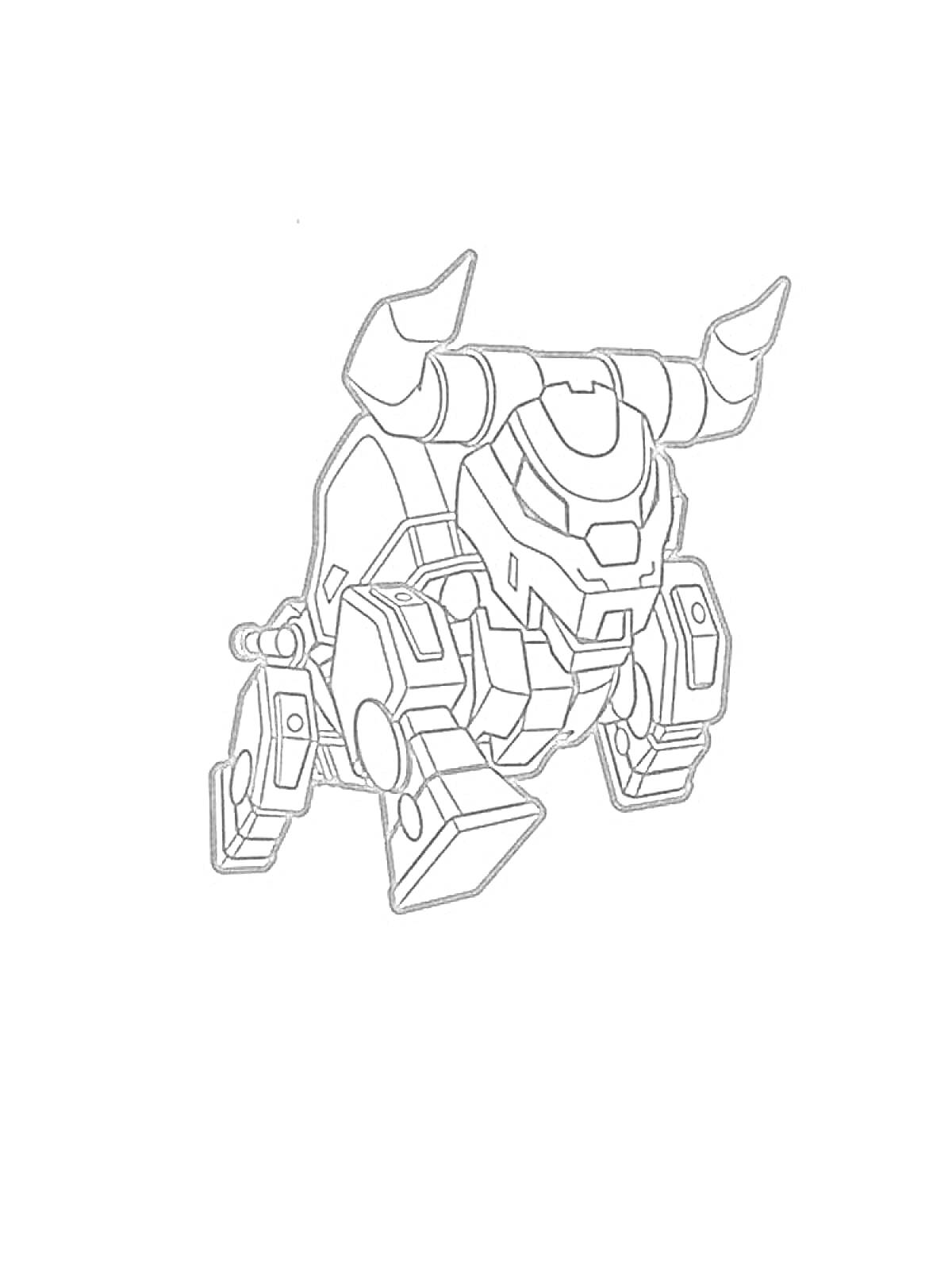 Раскраска Скричер в форме трансформера с рогами и лапами