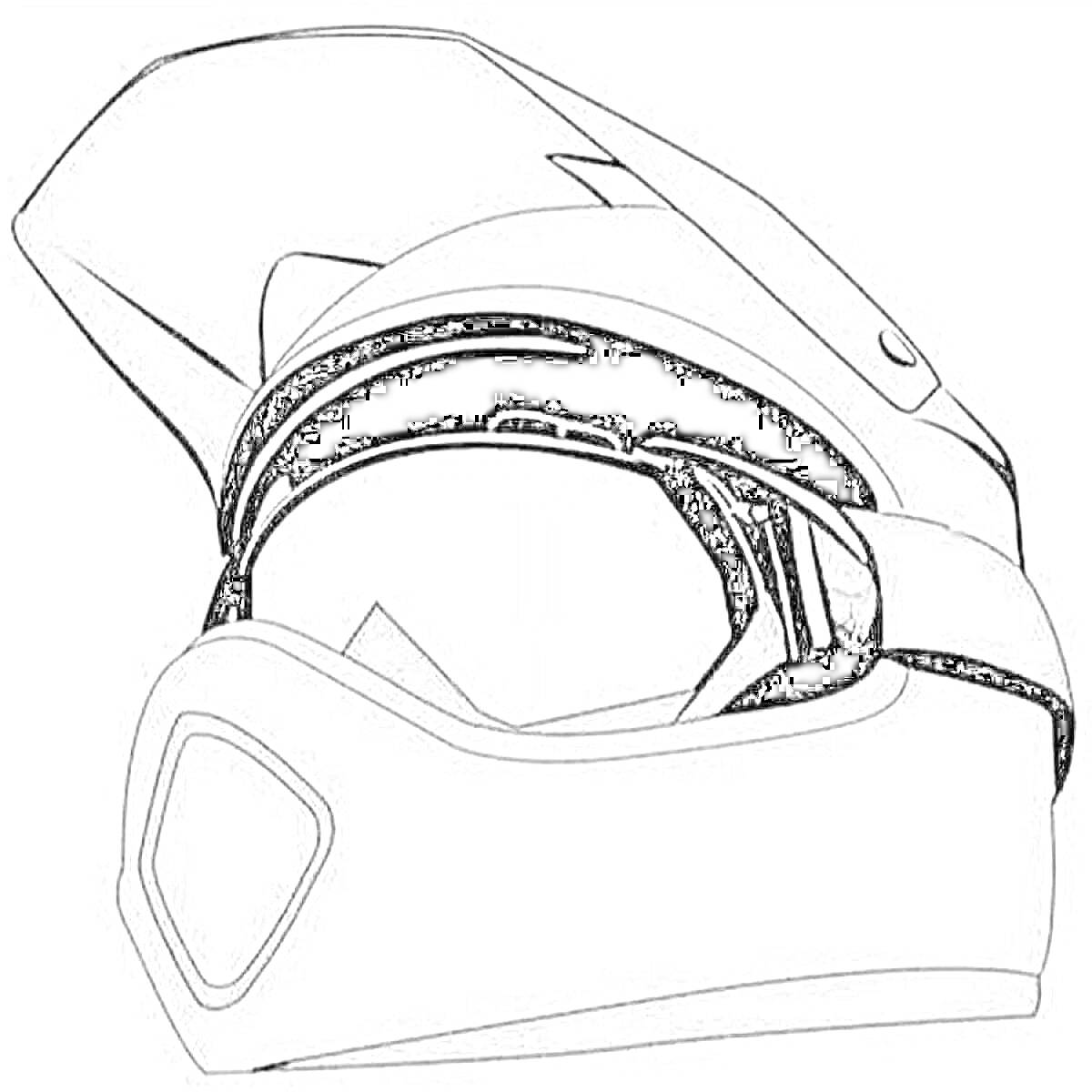 Раскраска Мотошлем с козырьком и интегрированными очками