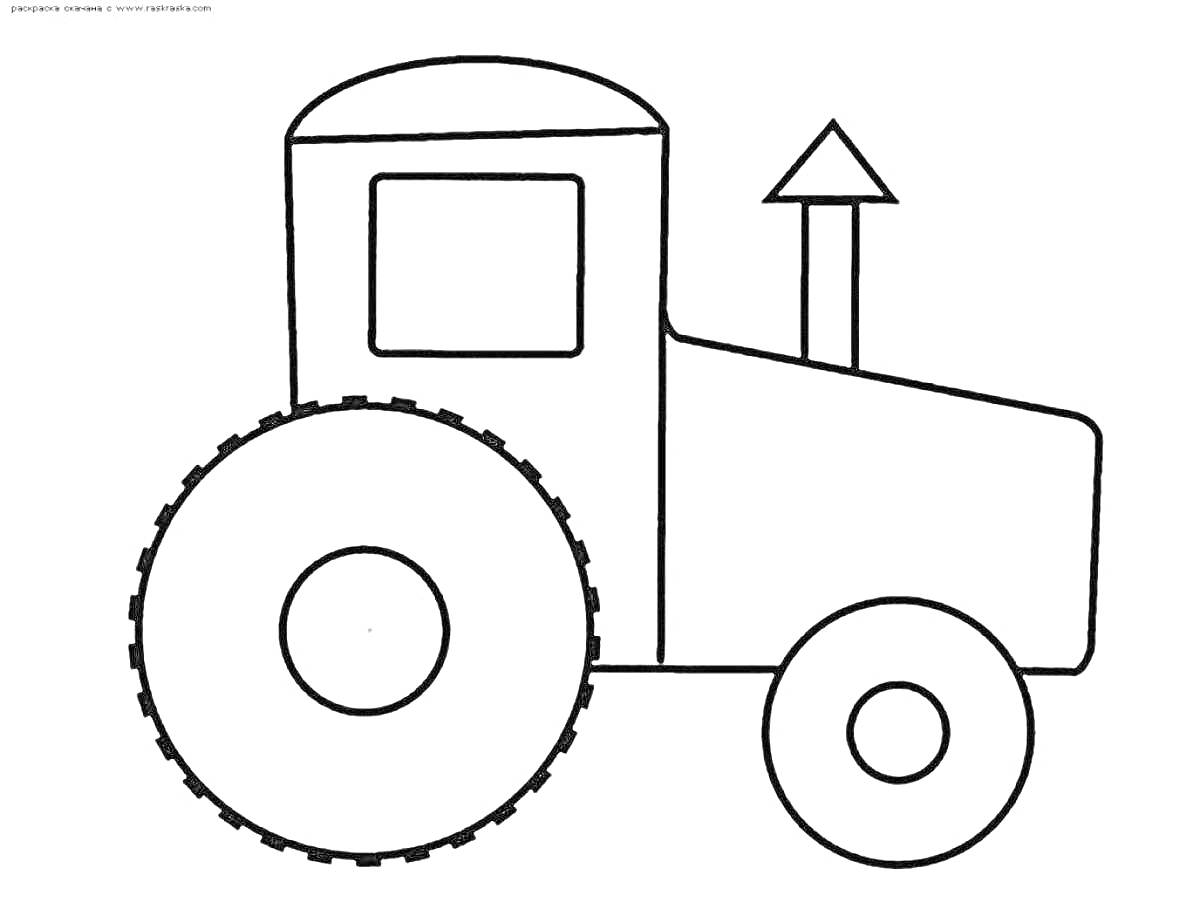 Раскраска Трактор с двумя колесами и трубой
