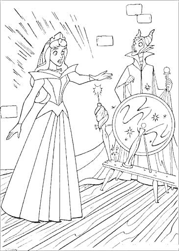 Принцесса Аврора и Малефисента у прялки