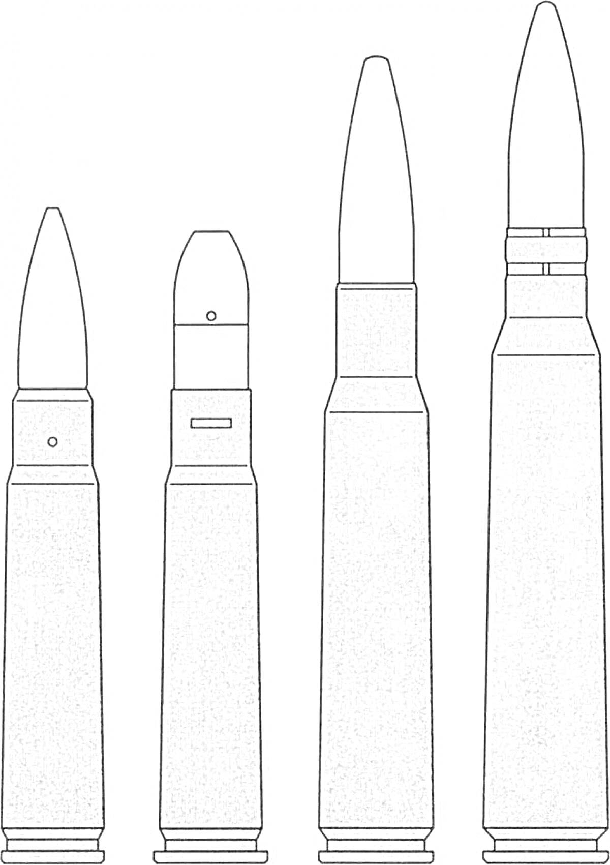 На раскраске изображено: Пули, Оружие, Боеприпасы, Патроны, Контурные рисунки