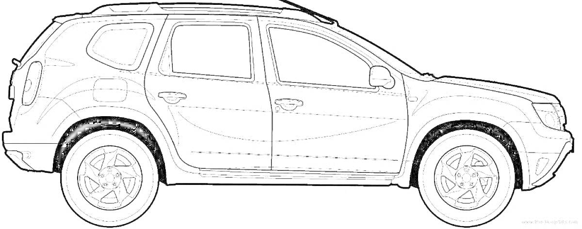 На раскраске изображено: Renault, SUV, Кроссовер