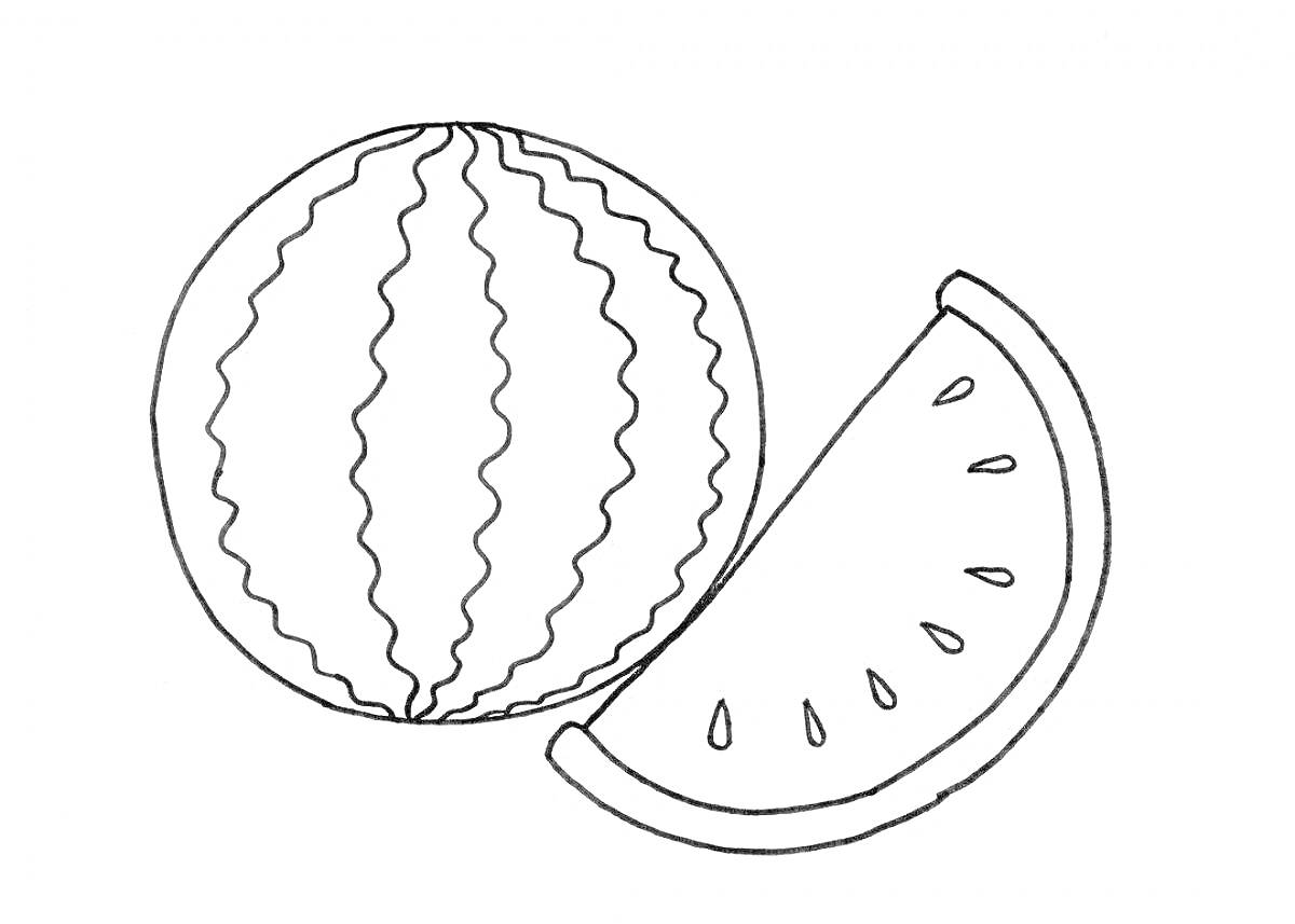 На раскраске изображено: Арбуз, Еда