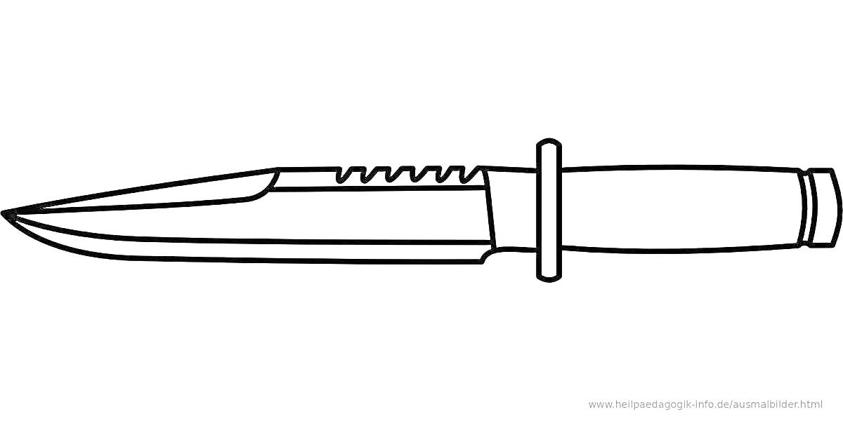 Раскраска Нож с зубчатым лезвием и рукояткой