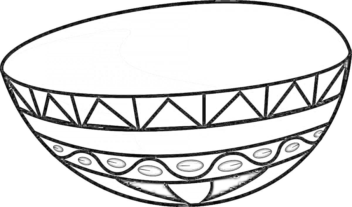 Раскраска Пиала с геометрическим узором и волнистым орнаментом