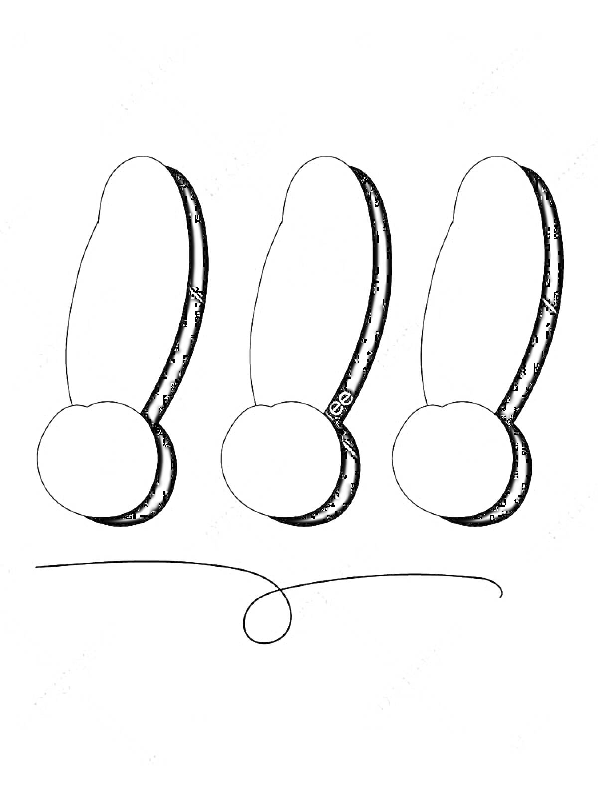 Раскраска Три восклицательных знака и линия с завитком